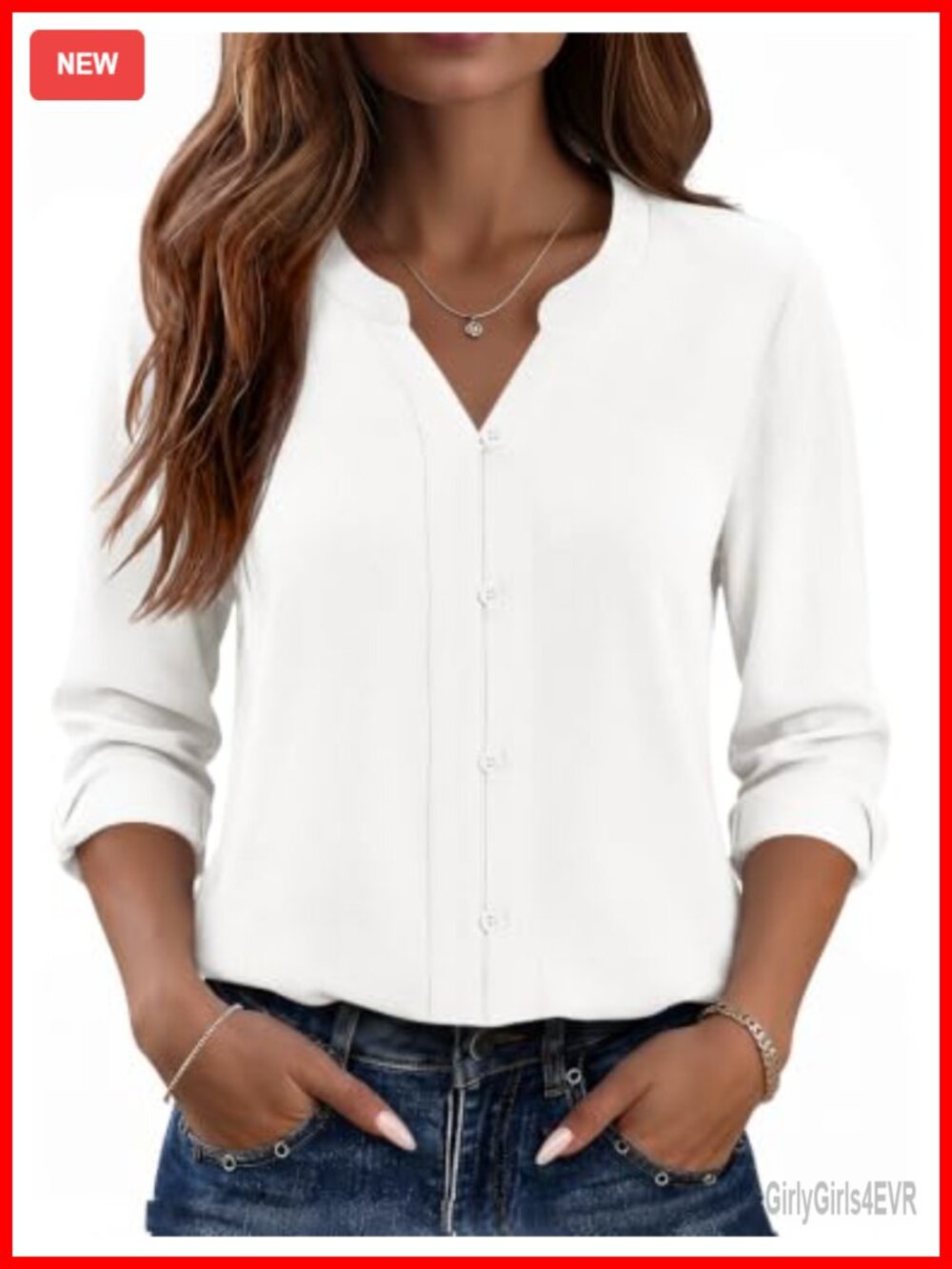 Women's Button Down Shirt Long Sleeve Cotton Work Blouse